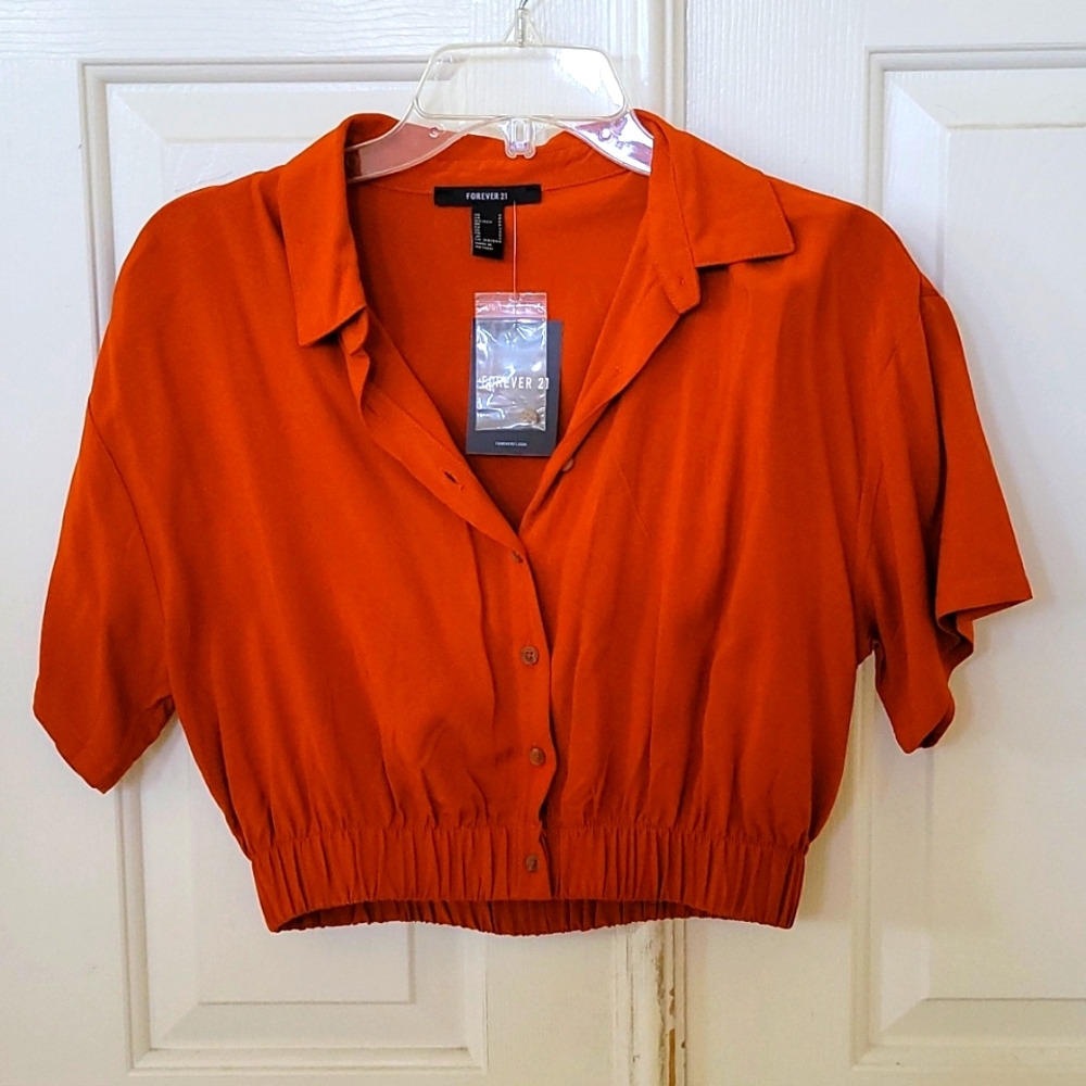 Cropped Blouse Button up Top